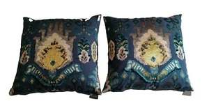 Lacourte Joanie Embroidered Jacquard Fringed 20" Feather Pillows Set Of 2 EUC - Picture 1 of 7