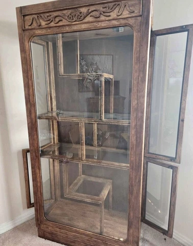 Gorgeous China Cabinet Opens Both Sides; Scandinavian Inset And Bamboo Mint! Cover