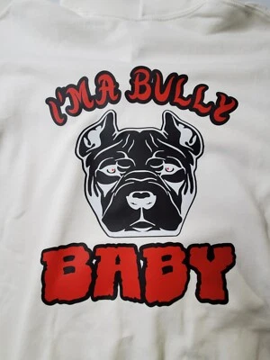 Зимняя толстовка с капюшоном ограниченного тиража большой Dawg Bully Baby тяжелый хлопок белый красный новый - Изображение 1 из 4