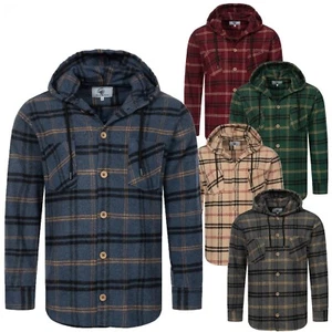 Skirt Creek Mens Shirt Flannel Shirt Hooded Jacket Plaid Shirt Logger Shirt H-334 - Picture 1 of 23