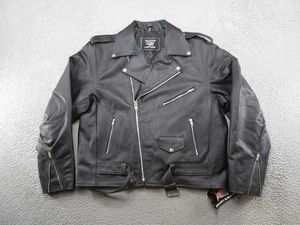 All State Lederjacke Vintage Mantel Biker Moto Stepp gefüttert Gr. 48 NEU lesen - Bild 1 von 13