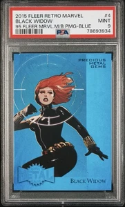 2015 FLEER RETRO MARVEL 1995 PRECIOUS METAL PMG BLACK WIDOW 26 /50 PSA 9 BLUE - Picture 1 of 3
