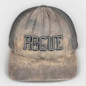 Rogue Ale Black Weathered Trucker Hat FlexFit Stretch Mesh Back Baseball Cap - Picture 1 of 13