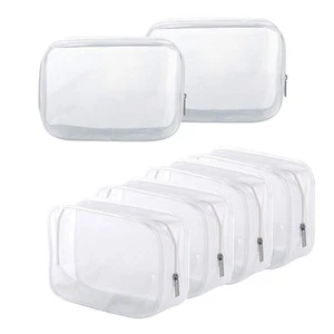 6 Pack Clear Toiletry Carry Pouch with Zipper Portable Plastic Waterproof Cos... - Picture 1 of 7