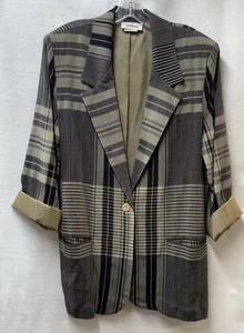Vintage WORTHINGTON 1980's, 90's Black Beige Tweed Blazer Jacket Women Sz 14 - Picture 1 of 6