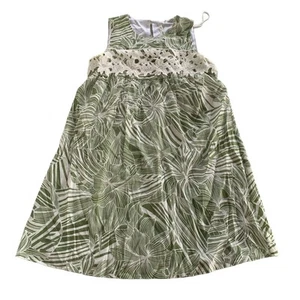 NY Collection Dress Women Medium Green White Floral Lace Detail Sleeveless Rayon - Picture 1 of 7