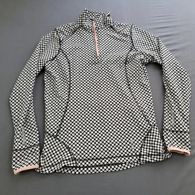 Lands End Sweater Womens S 6-8 Long Sleeve 1/4 Zip Pullover Knit Polka Dot Gray - Image 1 of 4