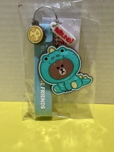 NEW - Line Friends Dino Brown Bear Dinosaur Costume PVC Keychain Strap Round 1 - Picture 1 of 4