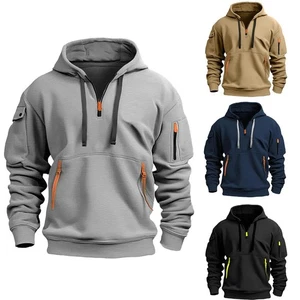 Men’s Zip-Up Hooded Sweatshirt Fleece Pullover Casual Warm Jumper with Pockets - Imagen 1 de 10