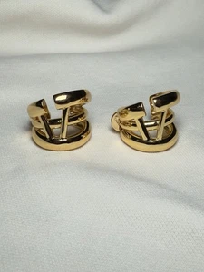 Valentino Garavani Chunky Hoop Earrings Gold Colour Costume Jewellery No Box - Picture 1 of 7