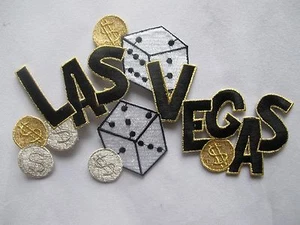 #3465 LAS VEGAS Casino Gambling Dollar Sign Embroidery Iron On Applique Patch - Picture 1 of 1