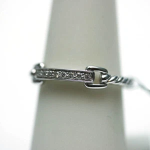 Anillo DAVID YURMAN NUEVO 2,5 mm pequeño pavé de diamantes de oro blanco de 18 quilates 8 - Imagen 1 de 7
