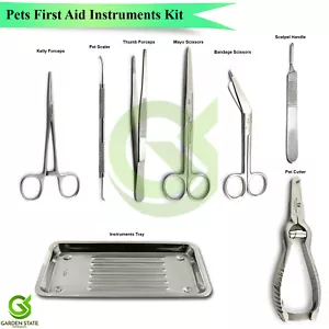 Veterinary Surgical Set Small Animal Pet Care Scissors Cutter Forceps Scaler - Picture 1 of 9