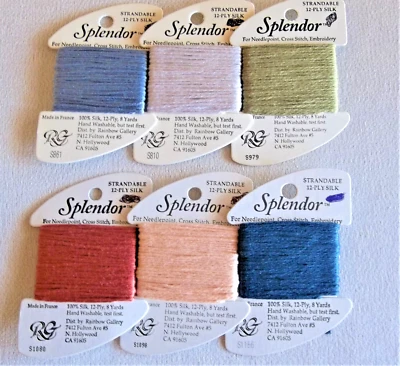 Lot of 6 - Rainbow Gallery SPLENDOR Silk Needlepoint/Cross Stitch Thread NEW - Image 1 of 4