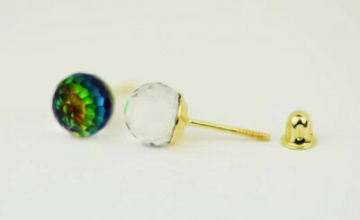 Hermosos aretes tornasol redondos de oro amarillo de 14k para mujer Foto 1 de 4