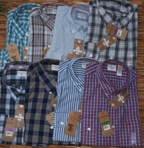 CAMICIA DOCKERS "THE NO WRINKLE SHIRT" UOMO COTONE/POLIESTERE CASUAL CON BOTTONI-DOWM LISTA$55 - Foto 1 di 16