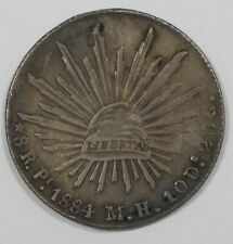 1884 Pi MEXICO Silver 8 Reales Coin VERY FINE