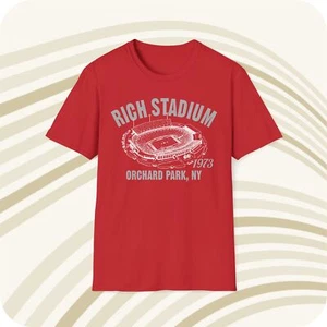 Throwbackmax Rich Stadium 1973 Classic Cut Football T-Shirt - Buffalo Bills - Picture 1 of 8