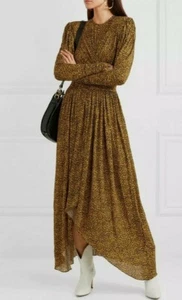 Vestido Jersey ISABEL MARANT Fauve Amarillo Estampado Leopardo JUCIENNE Mordedura de Tiburón 6/36FR - Imagen 1 de 9
