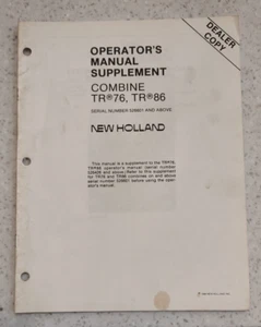 NUEVO SUPLEMENTO MANUAL DE OPERADOR/PROPIETARIO HOLANDA - COMBINAR TR76 - COPIA DE DISTRIBUIDOR - Imagen 1 de 4
