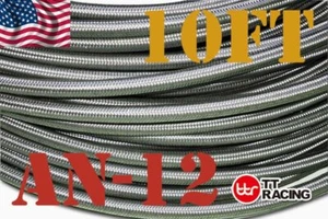 11/16" STAINLESS STEEL BRAIDED -AN12 AN12 -12 OIL FUEL LINE HOSE 1000PSI 10 FEET - Bild 1 von 5