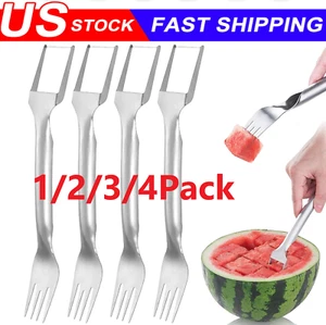 4PCS Watermelon Slicer Cutter,2-in-1 Fork Stainless Steel Fruit Cutting Artifact - Picture 1 of 22