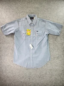 Wrangler Shirt Mens 17 Tall Blue Chambray Pearl Snap Western Cowboy Cut - Picture 1 of 10