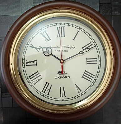 Franklin & Murphy Números Romanos Reloj de Pared Decoración del Hogar Náutico Reloj de Madera Foto 1 de 2