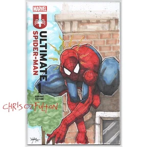Libro de historietas Ultimate Spider Man #1 boceto en blanco portada arte variante Chris Oz Fulton - Imagen 1 de 7