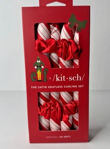 Kitsch Elf 2 Satin Heatless Curling Set Candy Cane With 2 Scrunchies New - Picture 1 of 4
