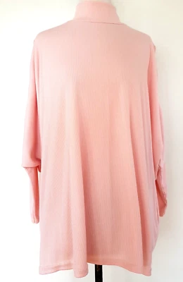 BOOHOO Soft Pink High Neck Cold Shoulder Batwing Rib Knit Top Size 16 BNWT - Image 1 of 4