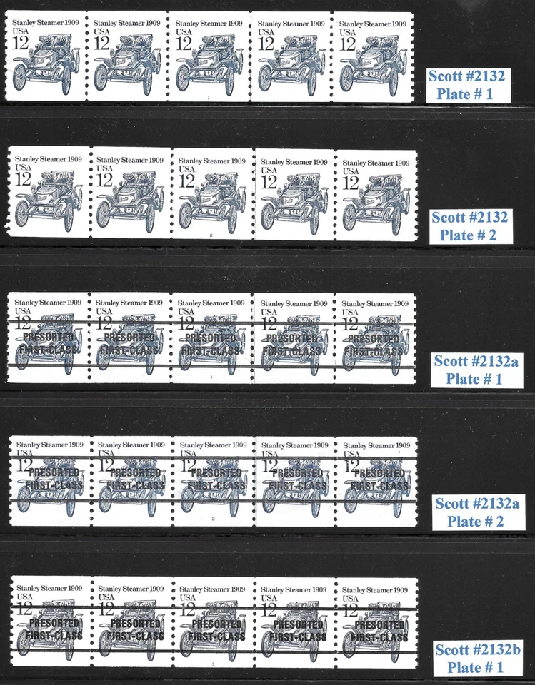 Scott # 2132-2132a,b, 12c Steamer PNC5s, Compl. SET of 5, QUALITY! Cat- $20.80 - Image 1 of 1