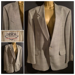 DESCH Signature Men's Gents 46 XL Wool Silk Blazer Jacket Tailored German 1990s 