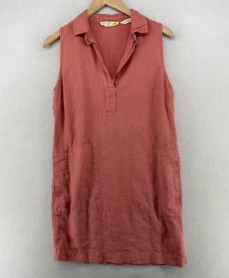 C&C CALIFORNIA Dress 4 Linen Shift Mini Sleeveless Popover Shirtdress Pink - Image 1 of 4
