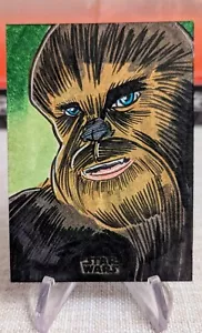 2024 Topps Star Wars High-Tek Sketch Card 1/1 Chewbacca By Eric Medina W/ AUTO! - Picture 1 of 2