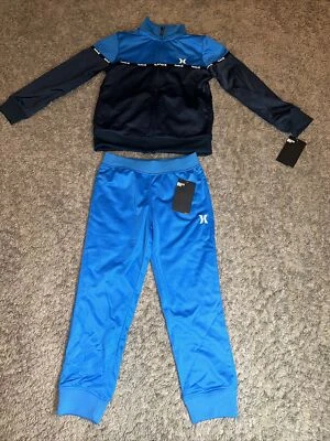 全新 男孩 Hurley 黑色和蓝色 2 件套 轨道套装 尺寸 6 MSRP $48.00 — 第 1/4 张图片