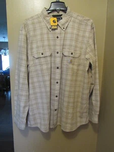 NWT MEN'S 2X-LARGE 2XL CARHARTT LOOSE FIT MIDWEIGHT CHAMBRAY LS PLAID SHIRT - Picture 1 of 2