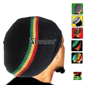 Rasta Cap Dread Tam Hats Beret Bonet Caps Africa Crown Reggae Marley Jamaica M/L - Picture 1 of 68