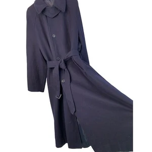 Vintage Y2K Vincenzo D'Italia Wool Trench Coat Men's 44 L Navy 7520 Winter - Picture 1 of 14