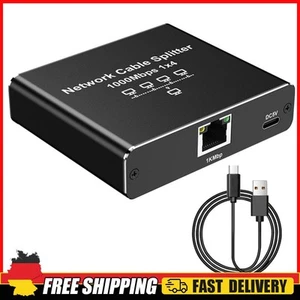 1 To 4 Gigabit Ethernet Splitter with USB Power Cable 1000Mbps for Cat6/7/8Cable - Afbeelding 1 van 11