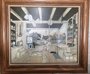 H. Hargrove Framed Mercantile General Store Original Painting On Canvas 31" x 27 - Picture 1 of 5