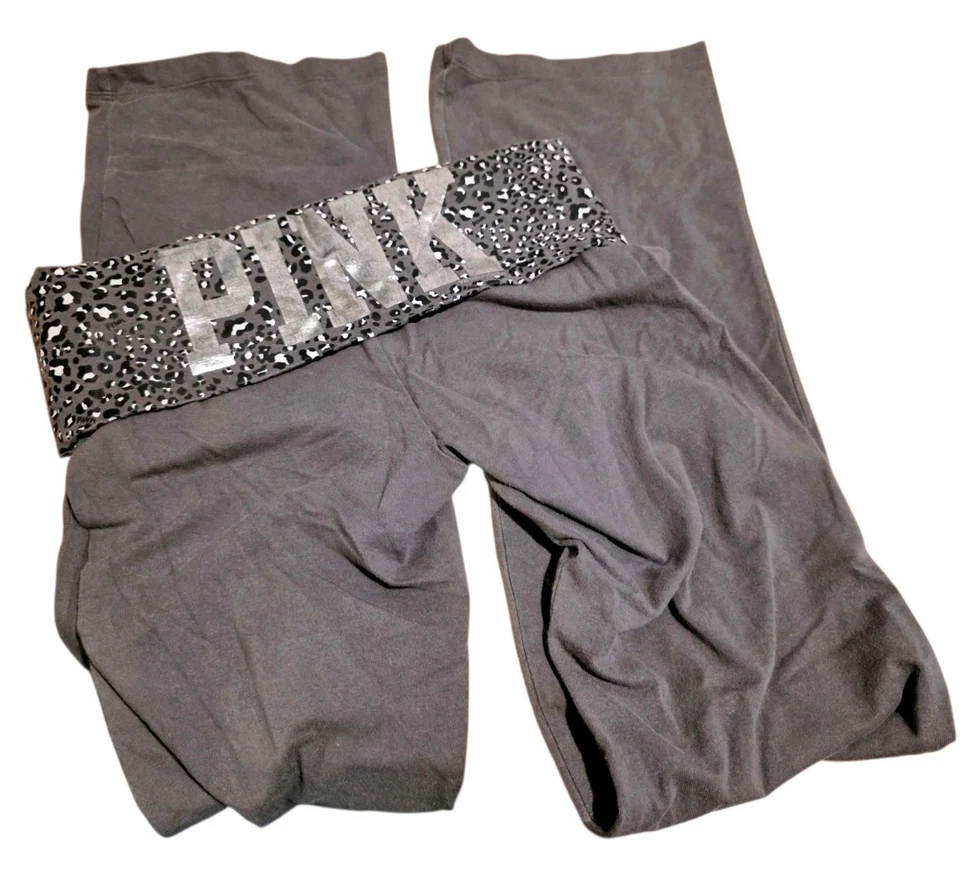 Pantalones Victoria's Secret Pink 2010 Y2K S plateados metálicos guepardo plegables sobre la cintura Foto 1 de 4