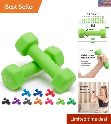 Conjunto de halteres ergonômicos antiderrapantes de neoprene - Par de 3 libras em cores vibrantes - Imagem 1 de 4