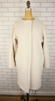 Chaqueta Abrigo Mujer JW Anderson Uniqlo Crema Sherpa Polar XS Snap SIN Cinturón Foto 1 de 4