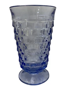 Vintage Indiana Glas Whitehall Kubist Hellblau Fuß Trinkglas - Bild 1 von 5