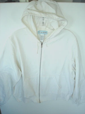Vintage  COTTON COUTURE WHITE HOODED SWEATSHIRT JACKET 100% COTTON Large - Image 1 of 4