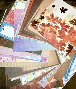 Scrapbook Paper 12x12 Junk Journal Light Card stock Lot 40 Total 1 Lb 8oz (a12) - Picture 1 of 8