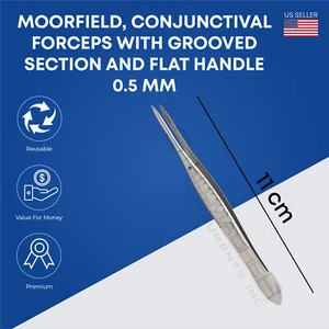 Moorfield, Conjunctival forceps with grooved section and flat handle, 0.5 mm - Picture 1 of 2