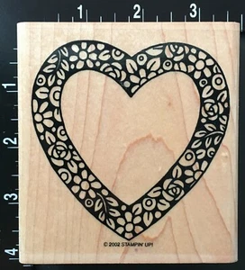 GROSSES HERZ MIT INNENBLUMENDETAIL Stampin' Up Holzstempel - Bild 1 von 2