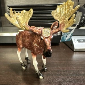 Moose Jeweled hinged Box - Picture 1 of 8